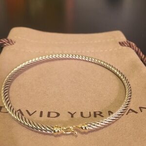 David Yurman 3mm sterling silver and 18k gold bracelet